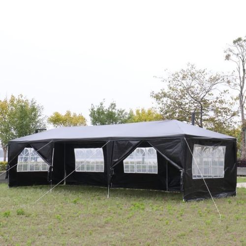 10'x30' Outdoor Party Tent with 8 Removable Sidewalls, Waterproof Canopy Patio Wedding Gazebo, Black 10'x30' Outdoor Party Tent with 8 Removable Sidewalls, Waterproof Canopy Patio Wedding Gazebo, Black