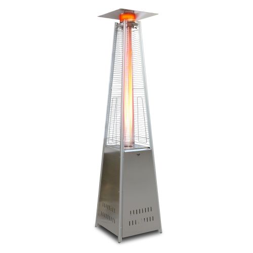 Outdoor Patio Heater, Pyramid Standing Gas LP Propane Heater With Wheels 89 Inches Tall 42000 BTU For Commercial Courtyard (Silver) Outdoor Patio Heater, Pyramid Standing Gas LP Propane Heater With Wheels 89 Inches Tall 42000 BTU For Commercial Courtyard (Silver)